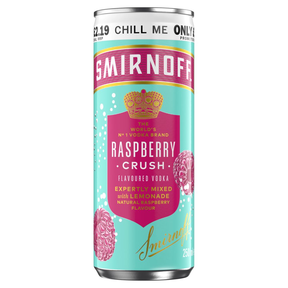 Smirnoff Raspberry Crush Lemonade £2.19 Cans 12 x 250ml
