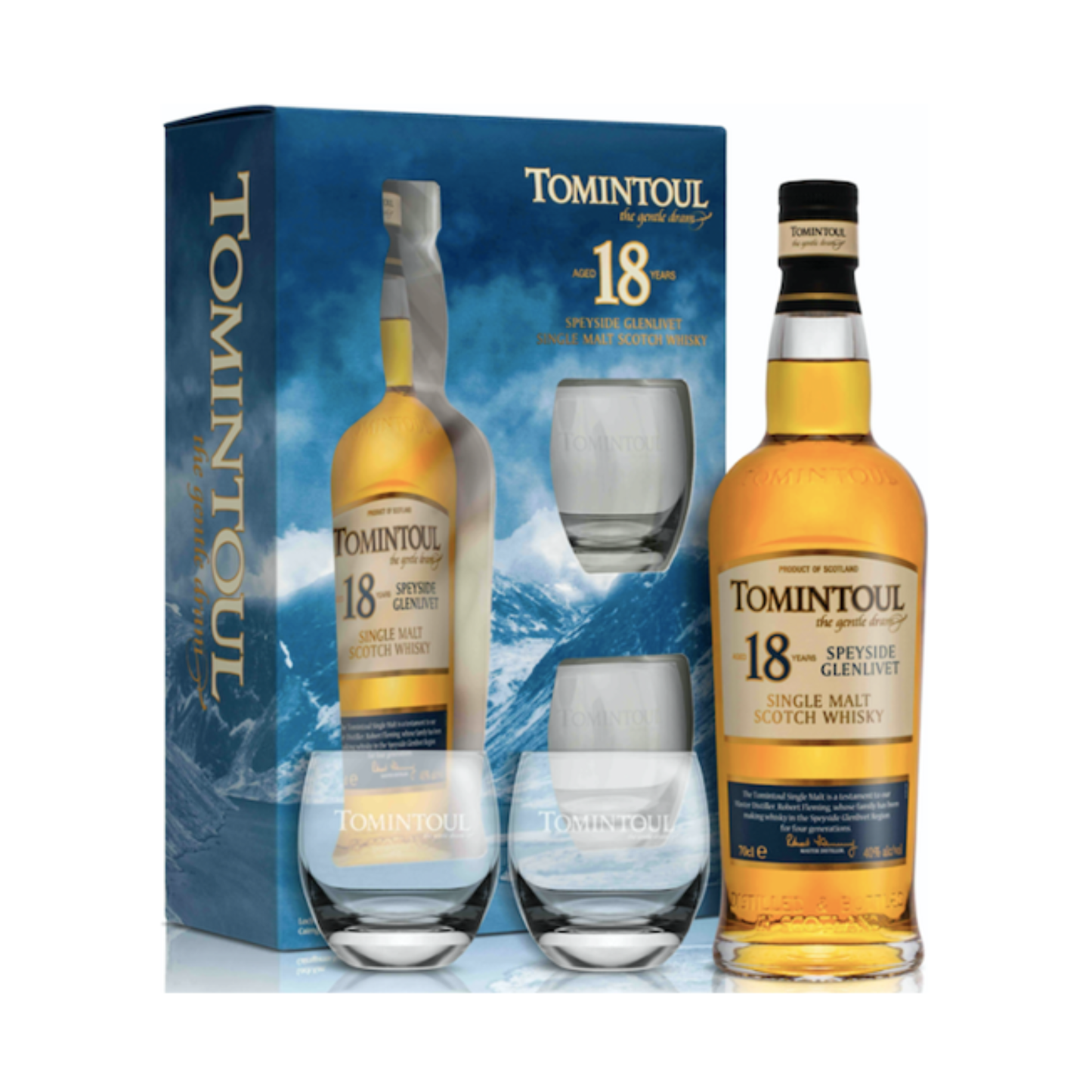 Tomintoul 18 Year Whisky 70cl Gift Set