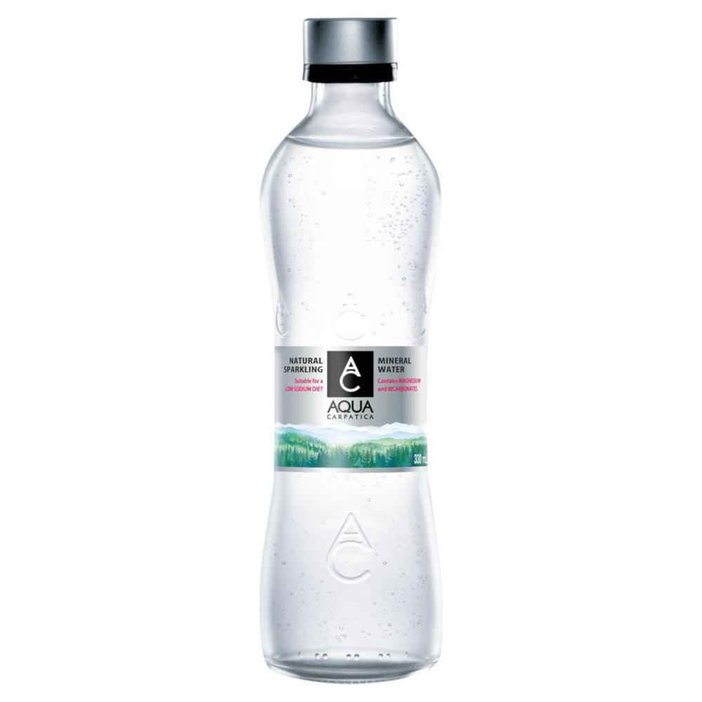 AQUA Carpatica Natural Sparkling Mineral Water 12x 330ml Glass Bottle