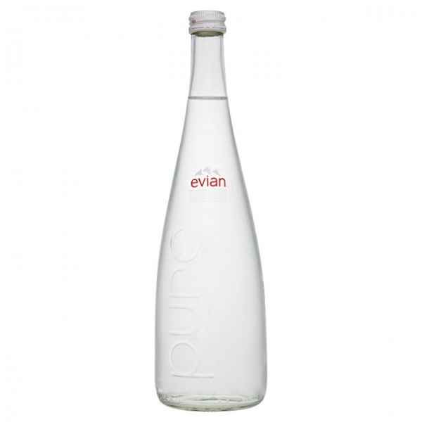 Evian Still Natural Mineral Water 12x 750ml Glass Bottle