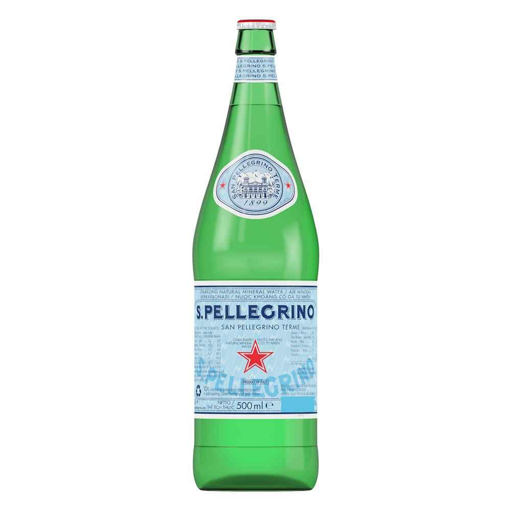 San Pellegrino Sparkling Mineral Water 24x 500ml Glass Bottle