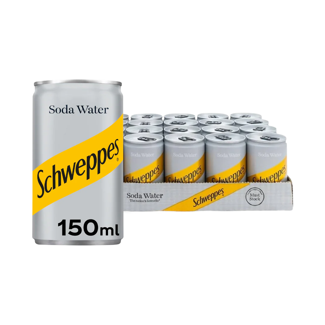 Schweppes Soda Water Travel Cans 24 x 150ml