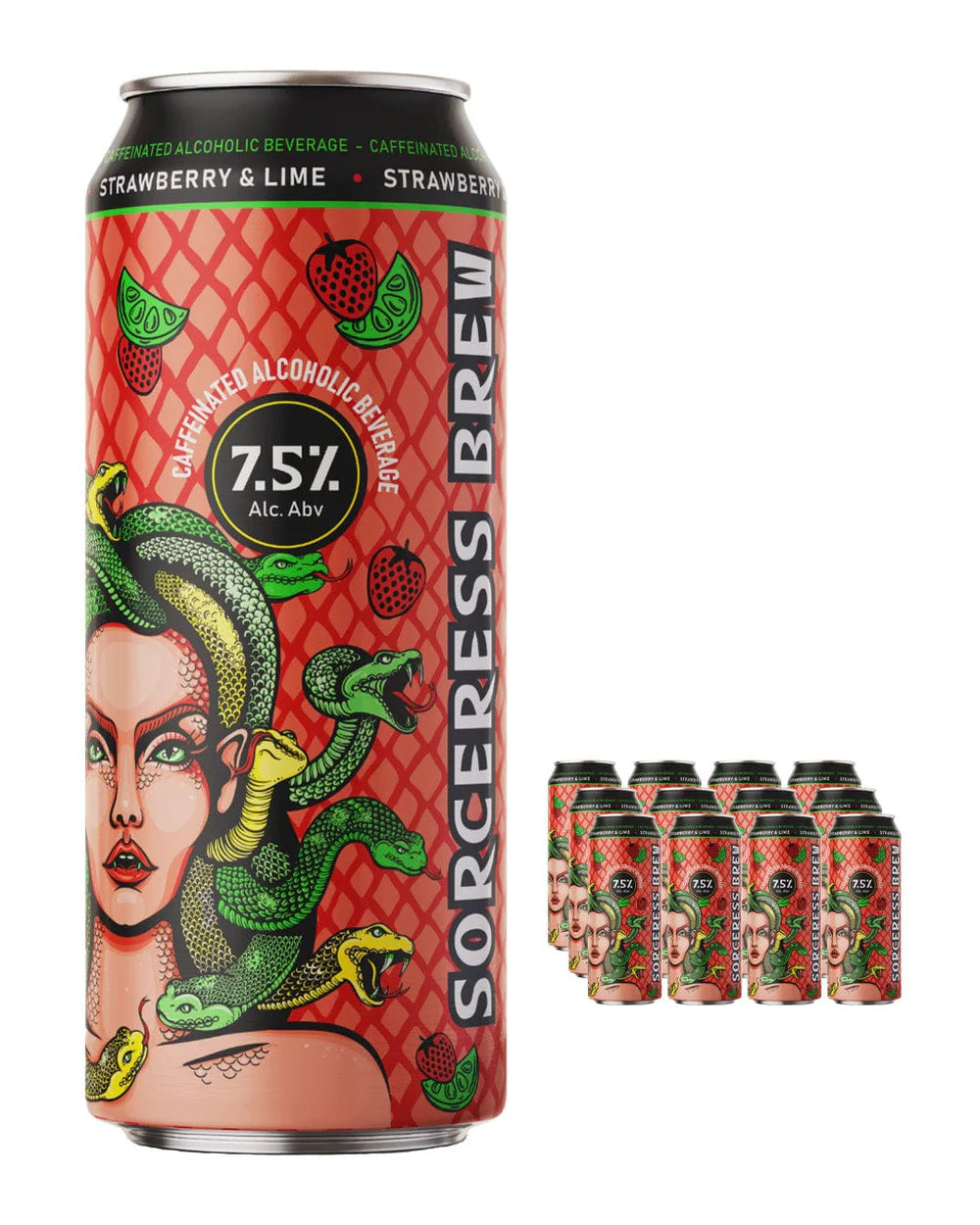 Sorceress Brew - Strawberry & Lime Cans 12 x 500ml PMC - 7.5%