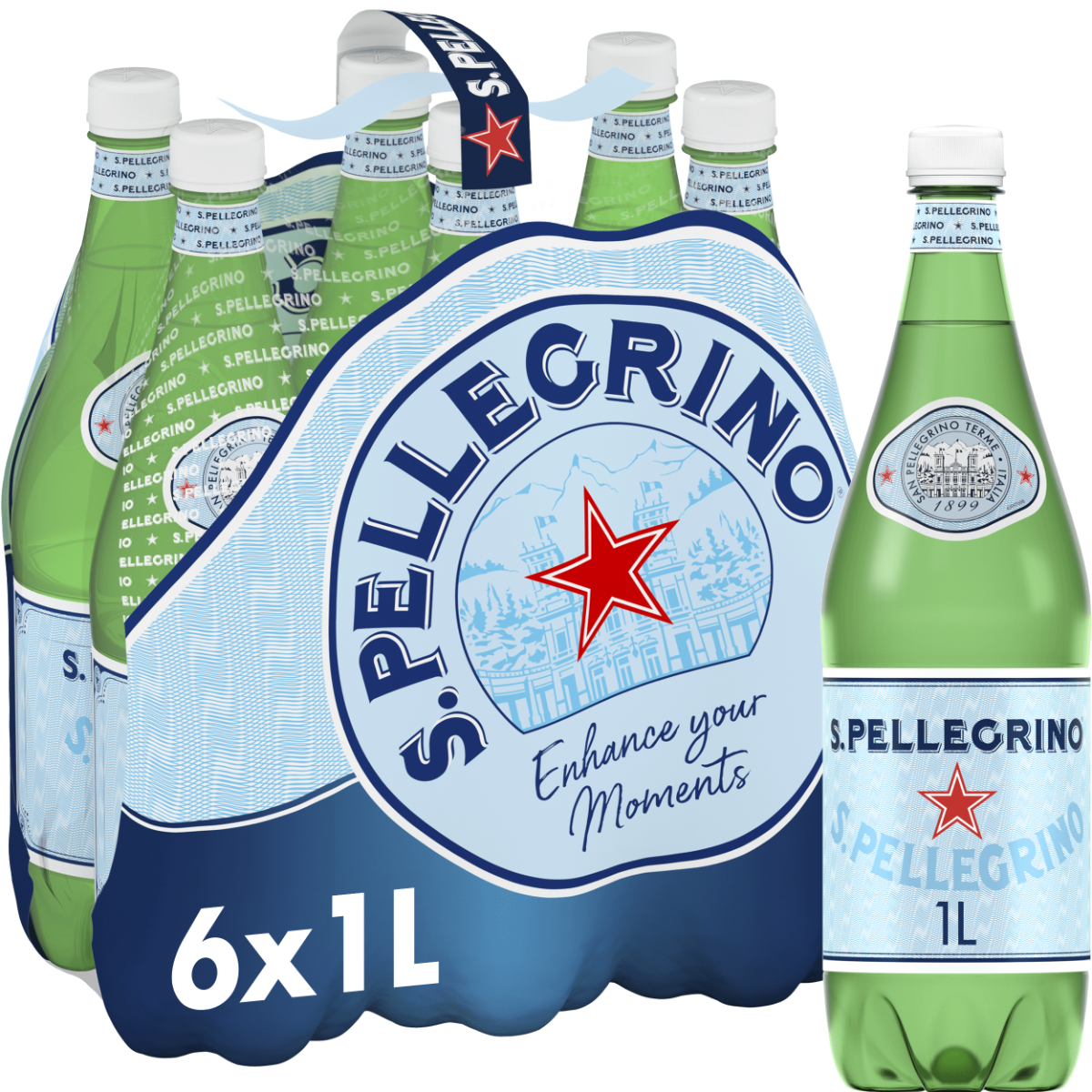 San Pellegrino Sparkling Mineral Water 6x 1Ltr