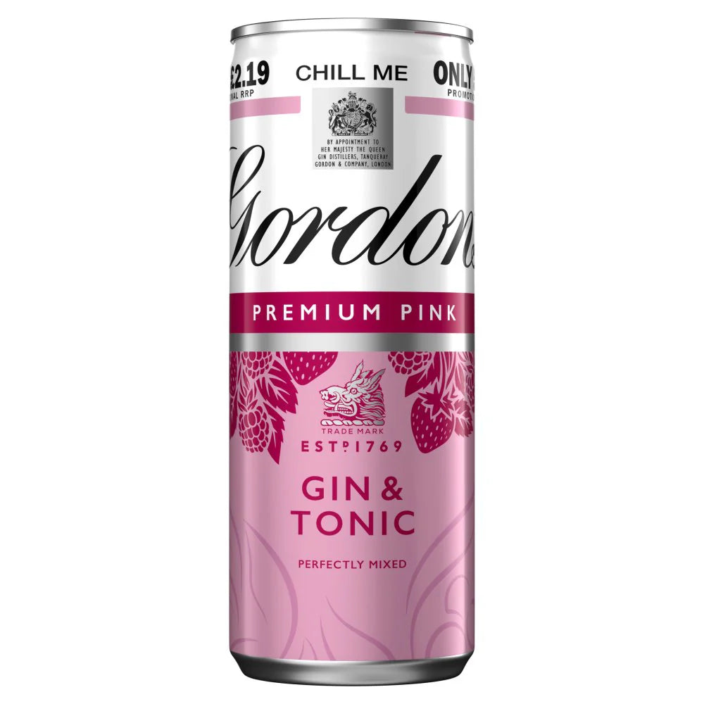 Gordons Pink Gin Tonic Â£2.19 Cans 12 x 250ml