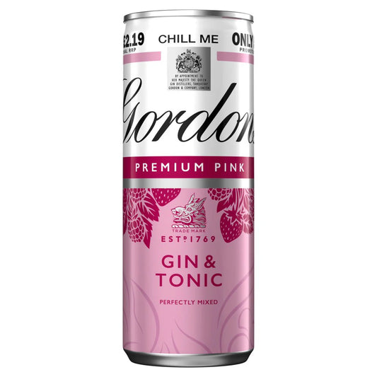 Gordons Pink Gin Tonic Â£2.19 Cans 12 x 250ml