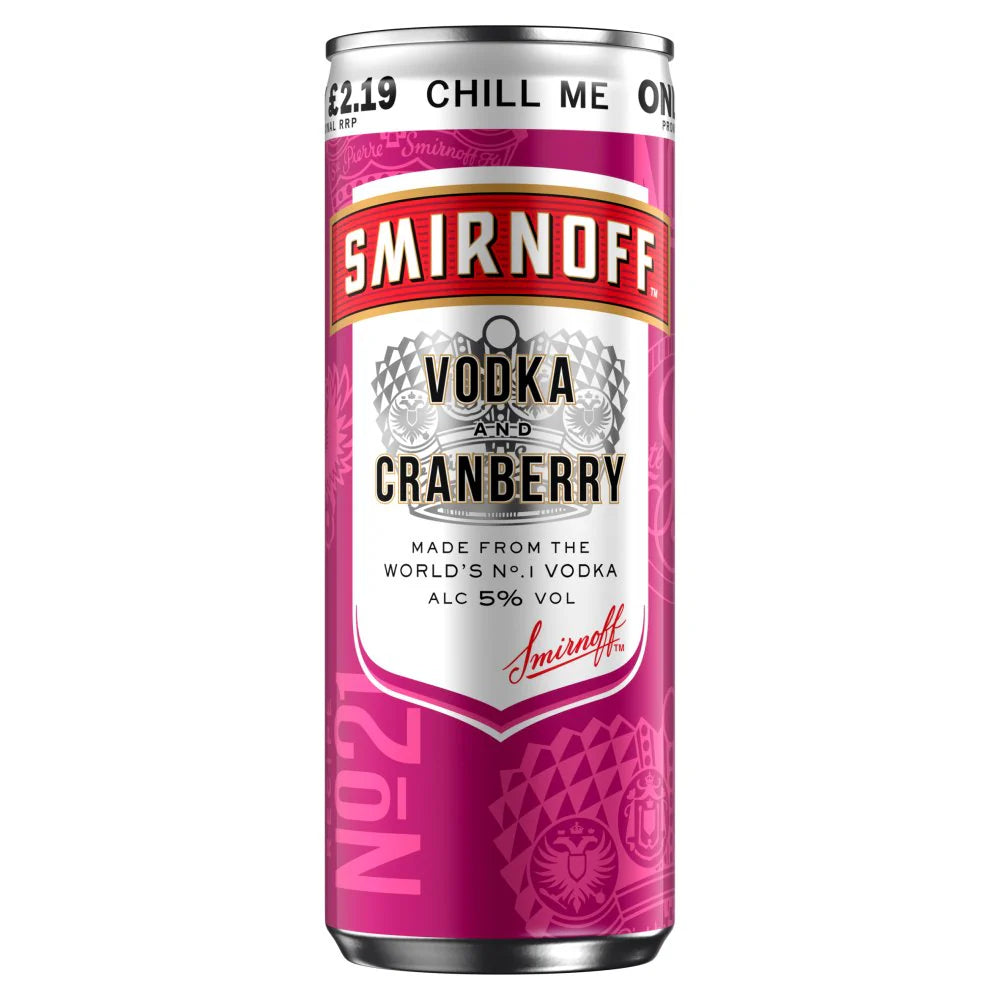 Smirnoff Cranberry Cans 12 x 250ml
