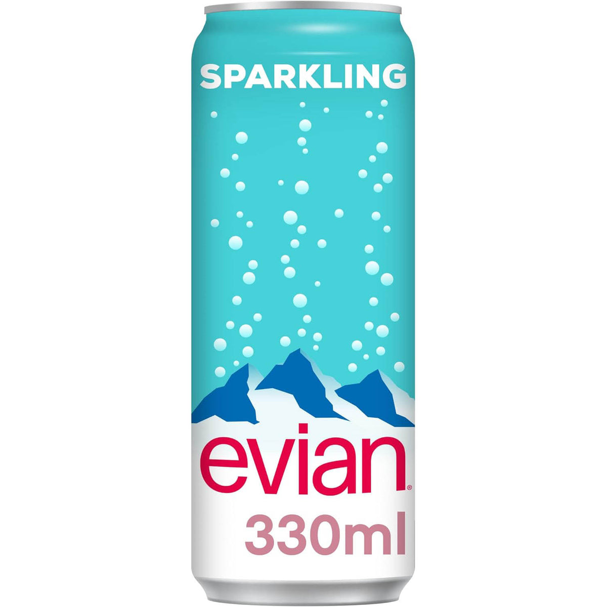 Evian Sparkling Natural Mineral Water 24x 330ml Cans