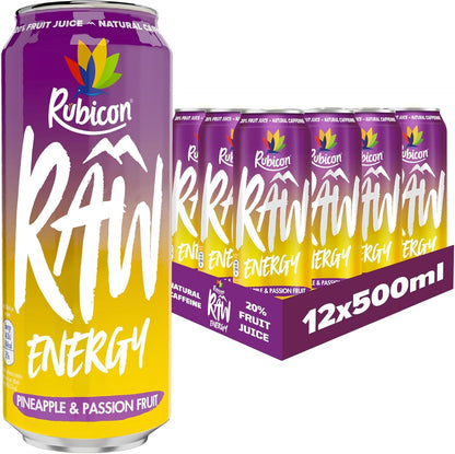 Rubicon RAW Pineapple & Passion Fruit Energy Drink 12x 500ml