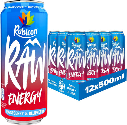 Rubicon RAW Raspberry & Blueberry Energy Drink 12x 500ml