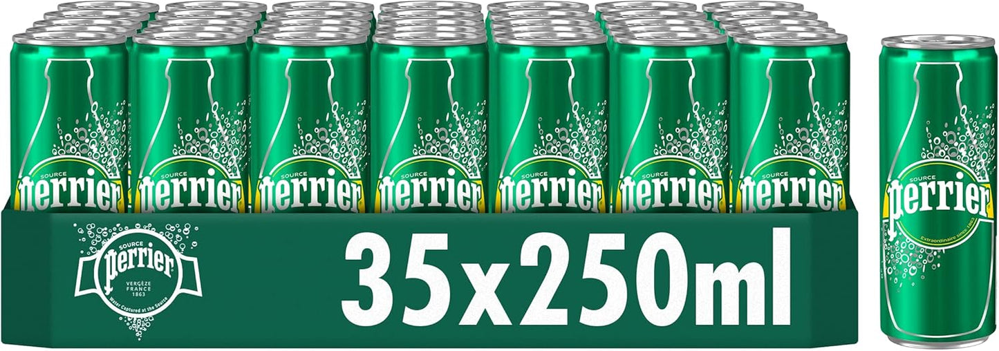 Perrier Sparkling Mineral Water 35x 250ml Cans