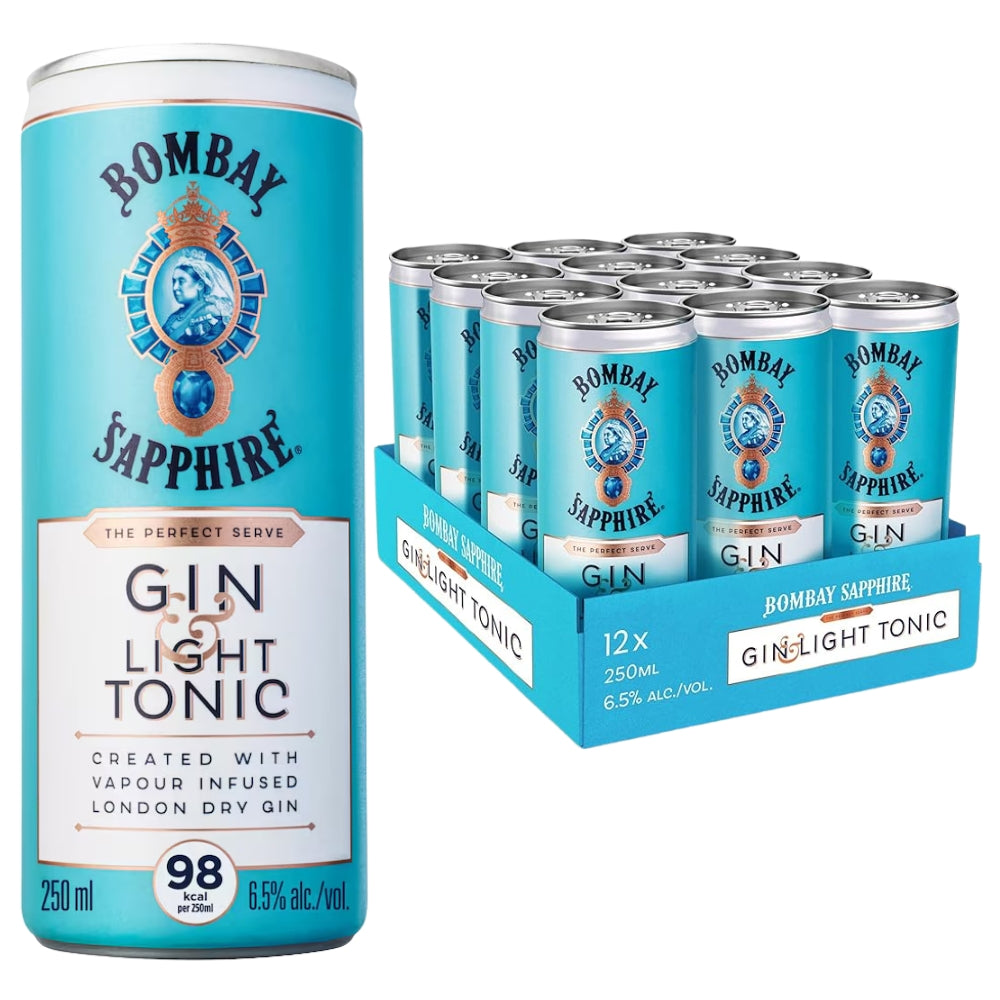 Bombay Sapphire & Light Tonic Cans 12 x 250ml