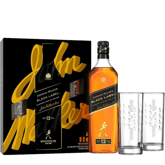 Johnnie Walker Black Label 12 Year Whisky 70cl Gift Set