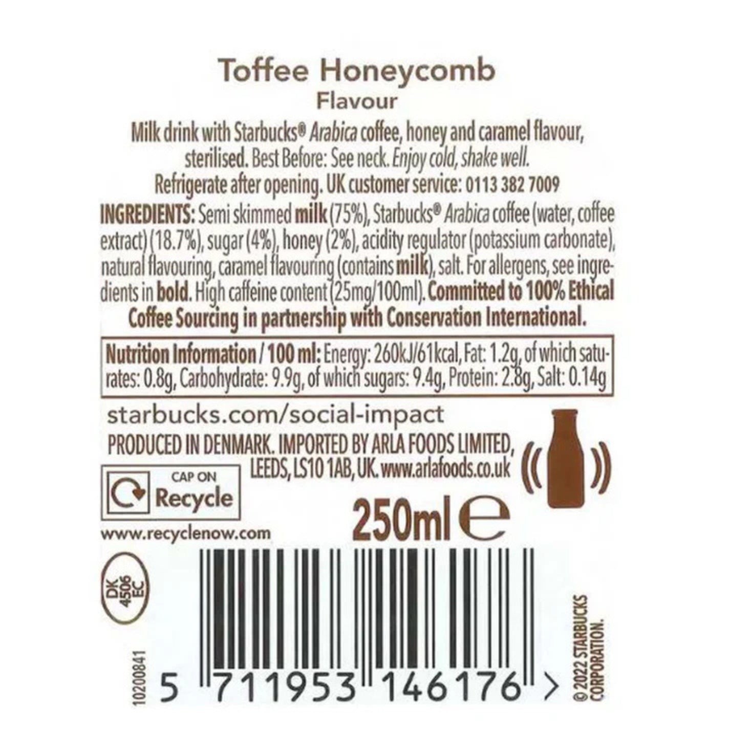Starbucks Frapp Toffee Honeycomb Glass 8 x 250ml