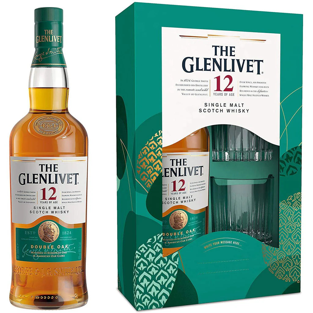 The Glenlivet 12 Year Whisky 70cl Gift Pack