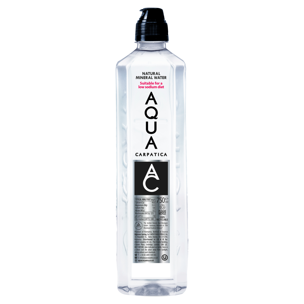 AQUA Carpatica Sports Cap Natural Still Mineral Water 6x75cl