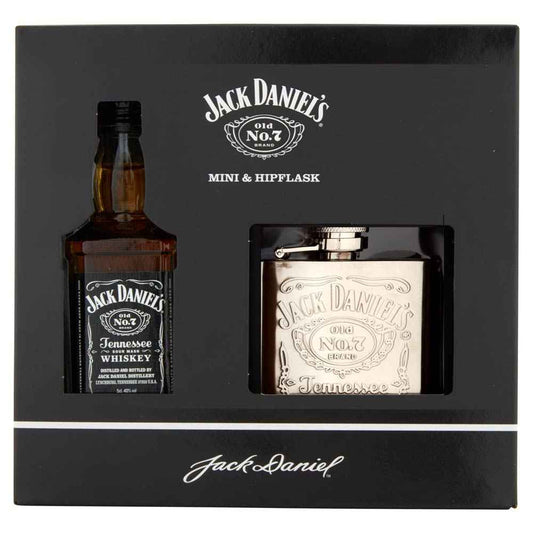 Jack Daniel's Whiskey 5cl & Hip Flask Gift Set