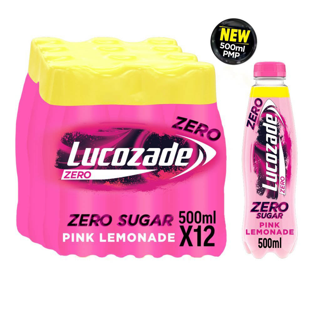 Lucozade Zero Pink Lemonade 12x 500ml
