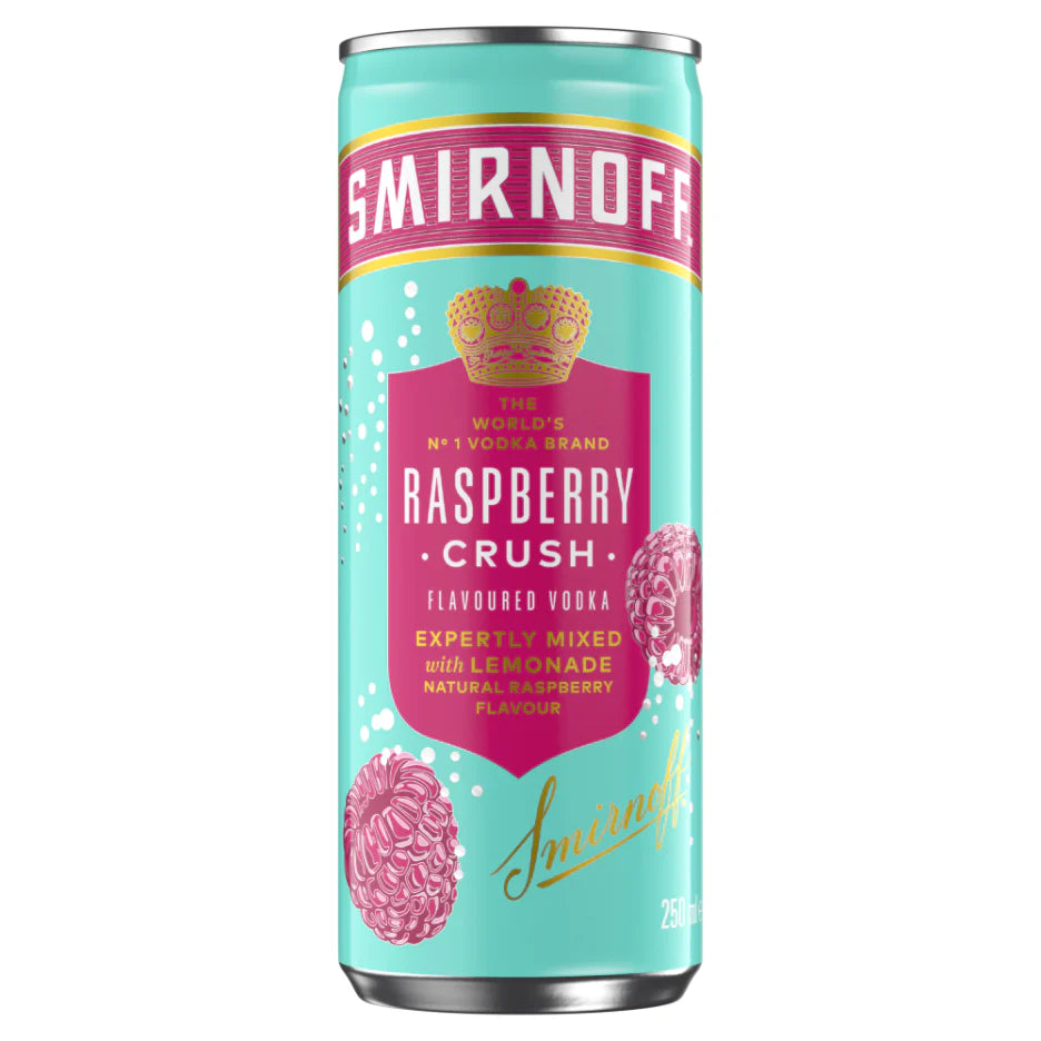 Smirnoff Raspberry Crush Lemonade Cans  12 x 250ml