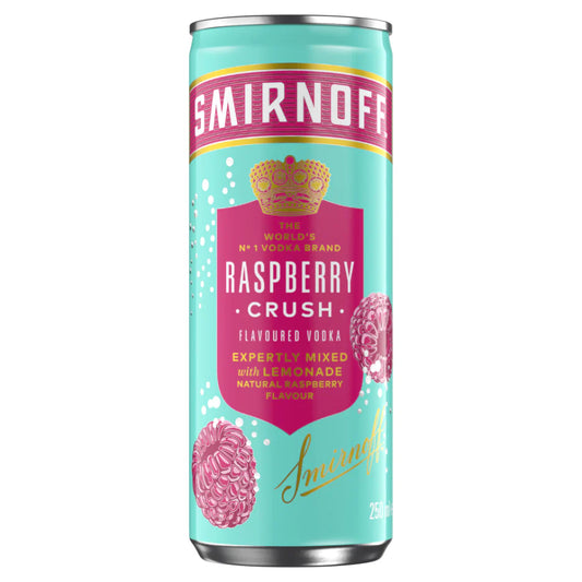 Smirnoff Raspberry Crush Lemonade Cans  12 x 250ml