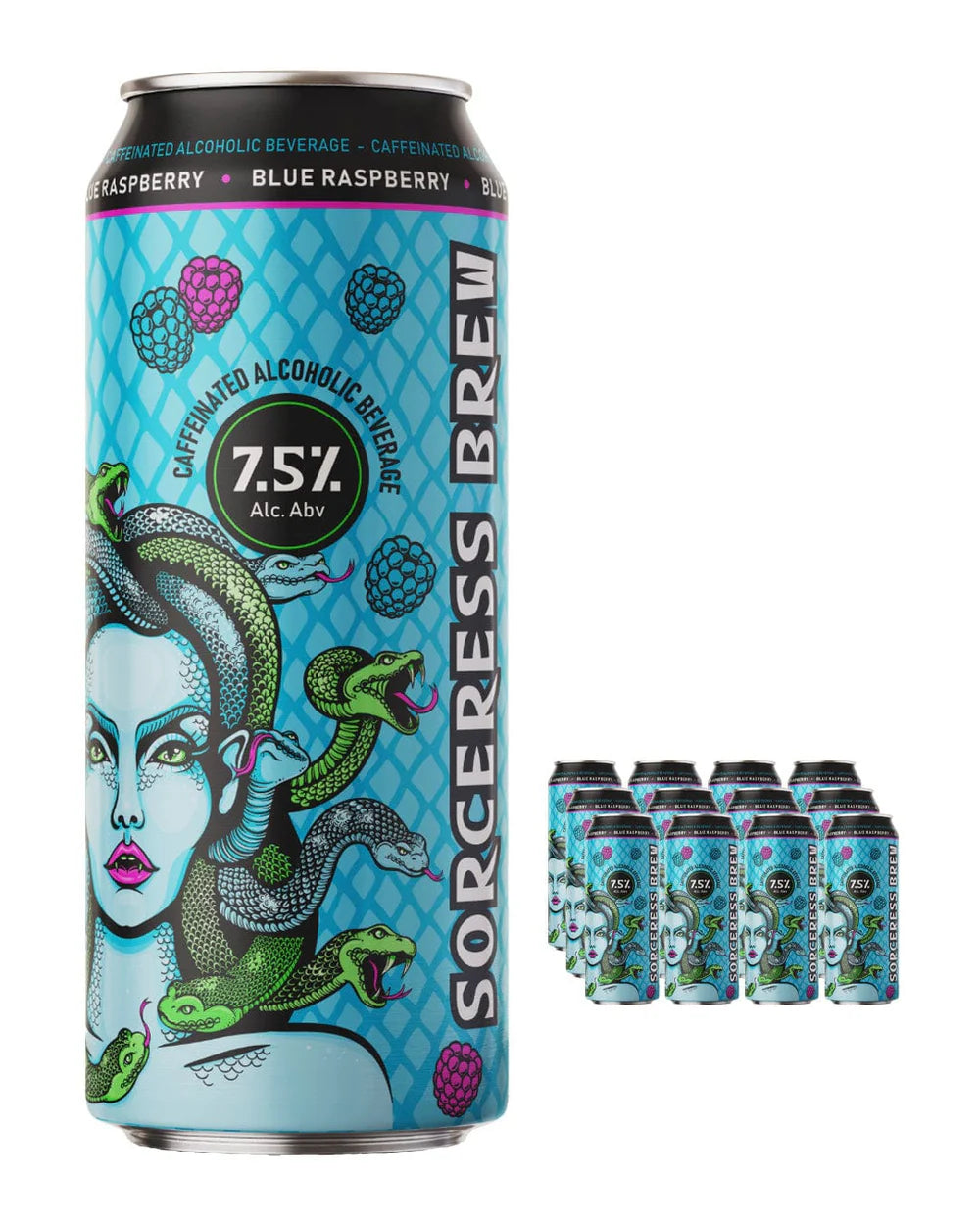 Sorceress Brew - Blue Raspberry Cans  12 x 500ml PMC - 7.5%